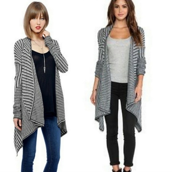 BB DAKOTA x REVOLVE Mayer Chevron Striped Cable Knit Open Front Cardigan Large - Picture 1 of 8